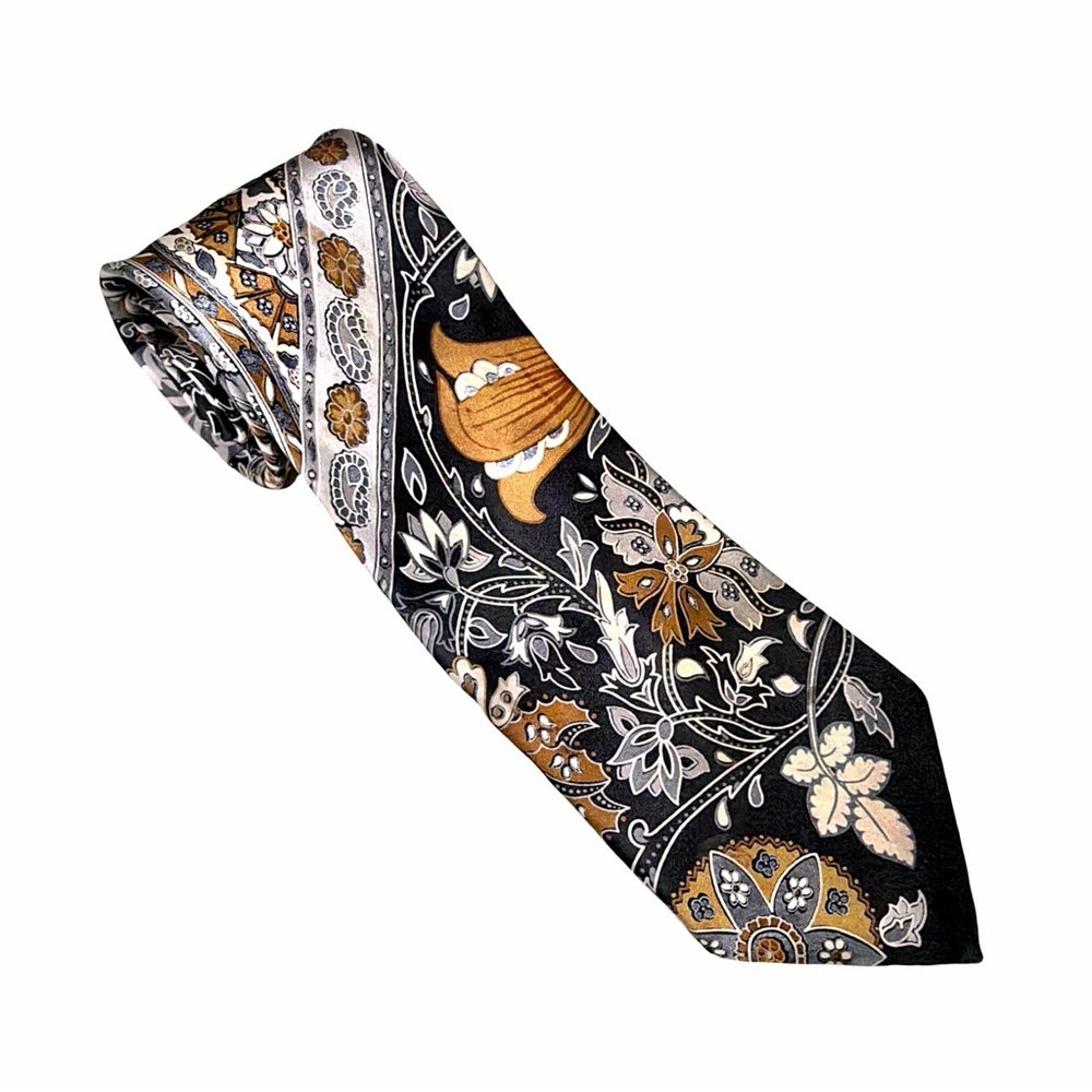 Bijan Men’s Silk Tie | Made in Italy | Paisley Baroque | Luxury Necktie - Picture 4 of 11